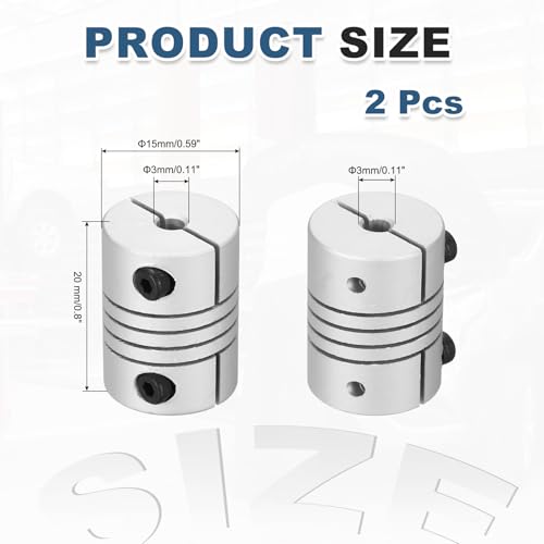 MECCANIXITY 2 Pcs 3 to 3mm Flexible Shaft Coupling 20mm L 15mm Dia - size: 3 to 3mm