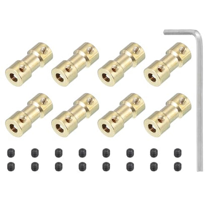 PATIKIL Brass Shaft Coupling Joint 2mm to 4mm, 8 Pcs Motor Shaft Coupler Extension Connector Rigid Sleeve Adapter Transmission Joint with Screws for RC Car Tires Shaft Motor - size: 2mm to 4mm