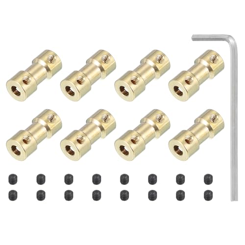 PATIKIL Brass Shaft Coupling Joint 2mm to 4mm, 8 Pcs Motor Shaft Coupler Extension Connector Rigid Sleeve Adapter Transmission Joint with Screws for RC Car Tires Shaft Motor - size: 2mm to 4mm