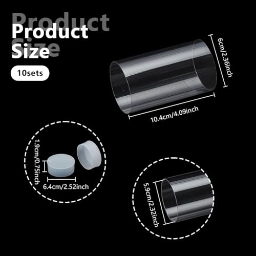 OLYCRAFT 10 Set Transparent Plastic Storage Tubes 2.4x4.1 Inch Test Bottle Organizers Boxes with Lid Plastic Transparent Hollow Tube Plastics Clear Hollow Tube for Beads Bath Salt Wedding Storage - size: 2.4x4.1 Inch