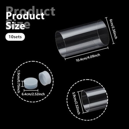 OLYCRAFT 10 Set Transparent Plastic Storage Tubes 2.4x4.1 Inch Test Bottle Organizers Boxes with Lid Plastic Transparent Hollow Tube Plastics Clear Hollow Tube for Beads Bath Salt Wedding Storage - size: 2.4x4.1 Inch
