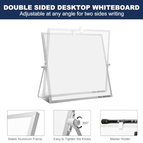 TSJ OFFICE Small White Board - 12 X 12 Inches Silver Framed Dry Erase Board - color: Silver, size: 12"W x 12"H