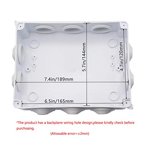 Zulkit Junction Box ABS Plastic Dustproof Waterproof IP65 Universal Electrical Boxes Project Enclosure White 7.9 x 6.1 x 3.1 inch (200 x155 x 80mm) - size: 7.9"x 6.1" x 3.1"