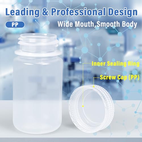 DEMORA 4 oz Small Plastic Bottles with Caps, Airtight Refillable Wide Mouth Travel Bottles for Toiletries, PP Food Grade Plastic Containers for Liquids Pill Sample Lab Reagent (Clear, 4 Pcs) - color: Clear, size: 4 oz