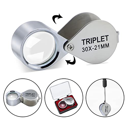 30X Jewelers Loupe Magnifier 2 Pcs Foldable Pocket Magnifying Glass - size: 2pcs