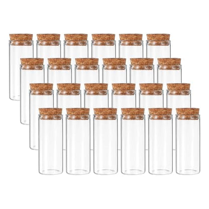 PATIKIL 30ml Test Tubes, 24pcs 2.76x1.18 Glass Clear Flat Bottom Test Tube Containers with Cork Stopper for Bead Party Candy Bath Salt Storage Scientific Experiment Plant Propagation - size: 30ml