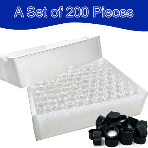1 Dram Glass Vials, 200 Pack 4mL Clear Glass Oil Bottles with Caps - color: Clear