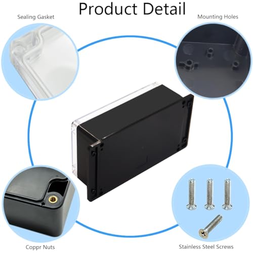 Junction Box IP65 Waterproof ABS Plastic Electrical Project Case Power Junction Boxes, Clear Cover Project Box with Fixed Ear 7.87 x4.72 x2.95 inch (200x120x75 mm) - color: Clear, size: 7.87"x4.72"x2.95"