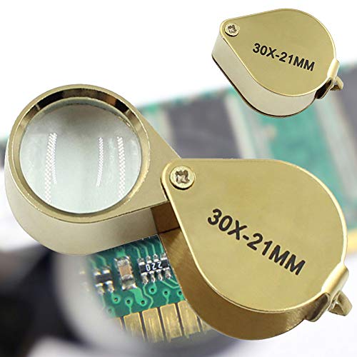 30X Jewelers Loupe, Foldable Pocket Magnifier with Metal Case for Gem Diamond Coin Stamp Map, Jewelry Magnifying Glass for Close Work, Gardening, Rock Collecting