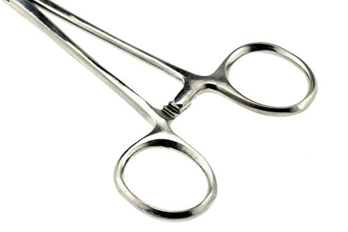 SE 5.5-Inch Stainless Steel Straight Forceps - Self-Locking, Serrated Tip for Precision Grip and Clamping - Perfect for Crafting, Fishing Tasks, Jewelry Making, and More! -655FS - size: 5-1/2", style: Straight