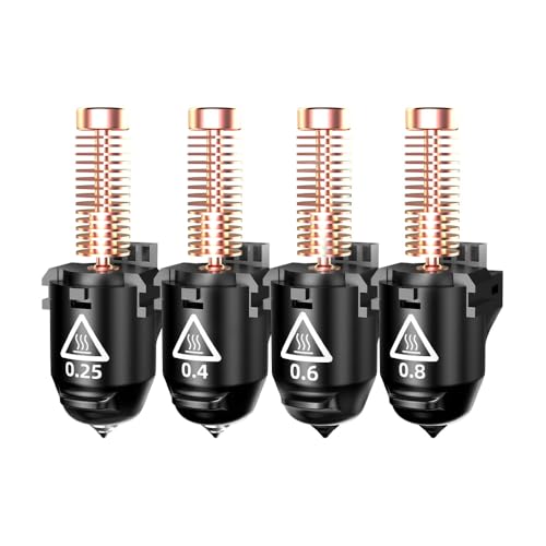 FLASHFORGE Adventurer 5M Series 3D Printer Nozzle Assembly, 3S Quick-Detachable Nozzle,Max 280℃ High Temperature & High Flow 32mm³/s Nozzle for Adventurer 5M/5M Pro 3D Printers（4pcs Nozzles Set） - style: 0.25+0.4+0.6+0.8 for AD5M Series