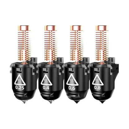 FLASHFORGE Adventurer 5M Series 3D Printer Nozzle Assembly, 3S Quick-Detachable Nozzle,Max 280℃ High Temperature & High Flow 32mm³/s Nozzle for Adventurer 5M/5M Pro 3D Printers（4pcs Nozzles Set） - style: 0.25+0.4+0.6+0.8 for AD5M Series