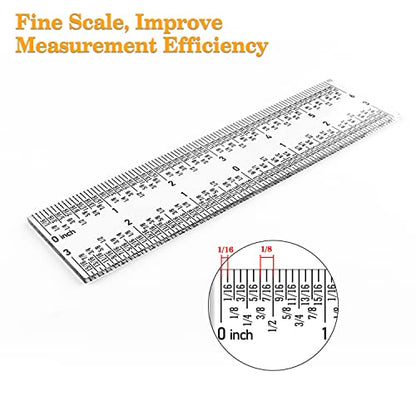 3 PCS 6 Inch /12Inch Clear Acrylic Ruler Zero-Centering Ruler with Inches & Metric Measuring Tool 12" and 6" Inch Straight Edge Rulers for Scrapbooking Card-Making Student School Office Home Tool - color: 3PCS (H)