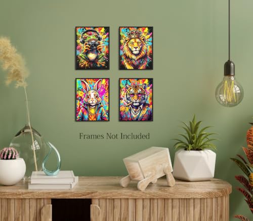ZOIYINO Animal Graffiti Wall Art Prints,Kid Wall Art - color: Animal Graffiti Wall Art Prints