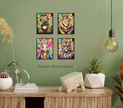 ZOIYINO Animal Graffiti Wall Art Prints,Kid Wall Art - color: Animal Graffiti Wall Art Prints