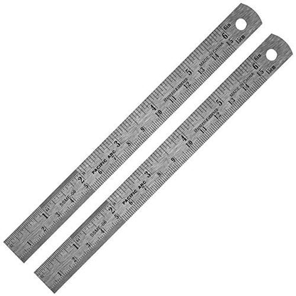 Pacific Arc 6 Inch Stainless Steel Ruler with Inch/Metric Conversion Table, 2 Pack - style: 2 Pack | 6 in