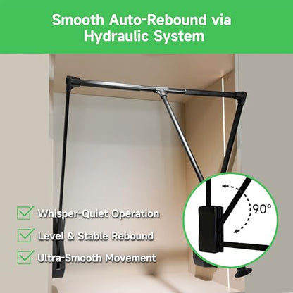 Hitess Soft-Close Pull Down Closet Rod,Wardrobe Lifts Adjustable 21-47 Inch - color: Black, size: 21.6''-26''