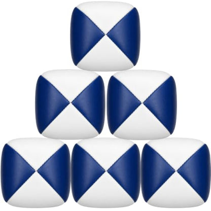 Patelai 6 Pack Juggling Balls for Beginners, Soft Juggle,White Dark Blue - color: White Dark Blue