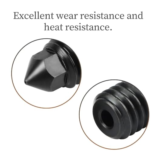 2 Pack Hardened Steel Nozzles, High-Temperature Nozzle for X1/C P1P/S Upgraded Kobra 3/S1 Comb 3D Printer (0.6mm) - color: 0.6mm