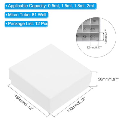 PATIKIL 81 Well Centrifuge Tube Freezer Storage Box Waterproof 12Pcs