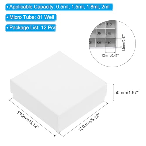 PATIKIL 81 Well Centrifuge Tube Freezer Storage Box Waterproof 12Pcs