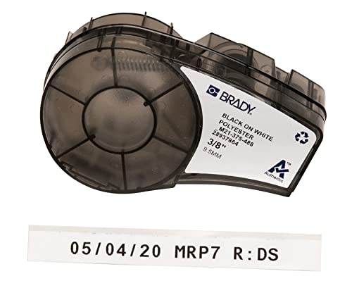 Brady Authentic (M21-375-488) Solvent-Resistant Lab Label for Lab, Barcode and Printed Circuit Board Labeling, Black on White- For M210, M210-LAB, M211, BMP21-PLUS and BMP21-LAB Printers, .375" W 21'L - size: .375"