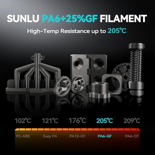 SUNLU PA6-GF 25% Glass Fiber Nylon 1.75mm 3D Printing Filament Black 1KG - color: 1kg Pa6-gf25 Black (Hex Code: #000000 ), size: Nylon
