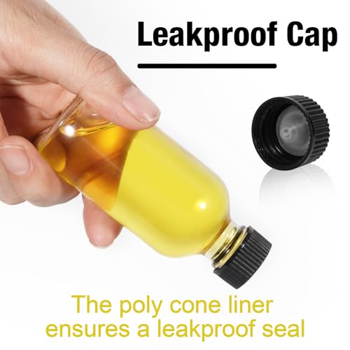 2oz 6-Pack Clear Glass Bottles with Lids, Leakproof Reusable Travel Kit