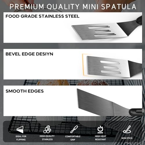 2Pcs Stainless Steel Mini Spatula Kitchen Cooking Baking Serving Tool - color: 2 PCS SOLID