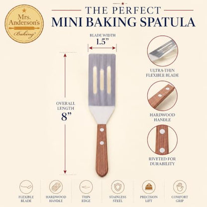 Mrs. Anderson’s Baking Mini Flexible Brownie Cookie Spatula, Stainless Steel Blade with Wood Handle - size: Mini 8-Inch, Stainless Steel