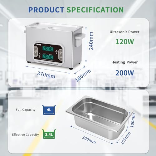 DK SONIC Professional Ultrasonic Cleaner 4L,120W Precision Ultrasonic Jewelry Cleaner with Timer,Heater&Touch Control, Multi-Application for Glasses,Chains,Watches (Include Basket) - size: 4L