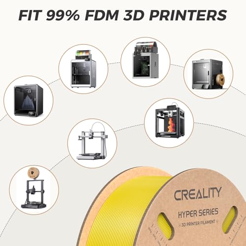 Official CREALITY Hyper PLA Filament 1.75mm, High Speed 30-600mm/s Rapid 3D Printer Filament PLA, Dimensional Accuracy +/-0.02mm, Stronger Toughness, Fit Most FDM 3D Printers，1KG(2.2lbs) Spool Yellow - color: Yellow