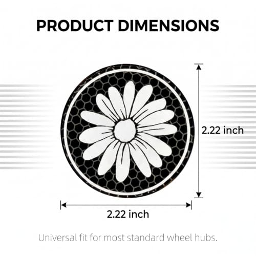 4 PCS Reflective Daisy Car Wheel Center Cap Stickers, 3D Domed Honeycomb Pattern Hub Cap Decals, Decorative Auto Tuning Emblems for Car Wheel Rims, Universal for Vehicle Wheel Hubs (White) - color: White