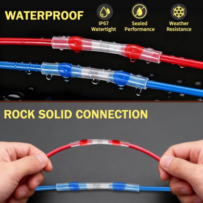 350 Pcs Solder Seal Heat Shrink Butt Wire Connectors Kit - color: 350pcs-(26-10)