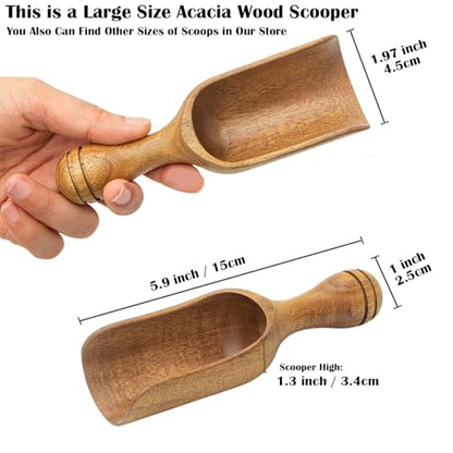 Big Coffee Scoops Shovel,Large Ground Coffee Scoop 2PCS Large Wooden Scoops for Jars 5.9″ Acacia Measuring Spoons for Coffee, Kitchen Scoop for Tea,Coffee, Powder, Bath Salts,Laundry -Multifunctional - color: 5.9″ Large 2pcs
