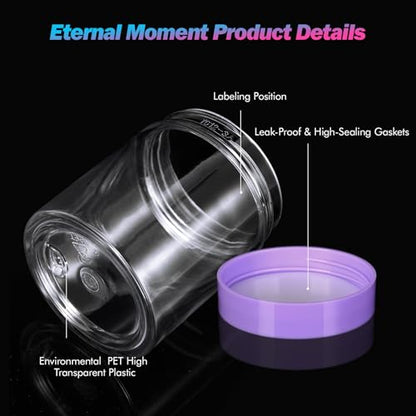 Eternal Moment 36 Pack 3 OZ Plastic Jars Clear Cosmetic Container with Lids - color: Purple Lid, size: 3 Ounce