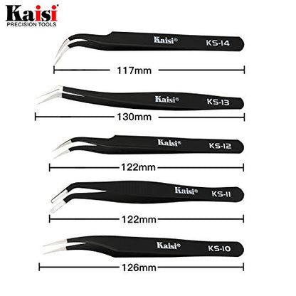 Kaisi 13 PCS Precision Tweezers Set Anti-Static ESD Tweezers Kit with 13 Precision Non-Magnetic Stainless Steel Tweezers With tweezers storage bag