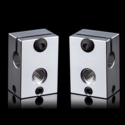 2PCS V6 Heater Block:Aluminum Heating Block with Silicone Sock, Compatible with V6 Hotend, V6 Heatbreak, PT100 Sensor/Cartridge Sensor, Prusa i3 MK3/MK3S - color: Heatblock-V6 2PCS