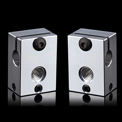 2PCS V6 Heater Block:Aluminum Heating Block with Silicone Sock, Compatible with V6 Hotend, V6 Heatbreak, PT100 Sensor/Cartridge Sensor, Prusa i3 MK3/MK3S - color: Heatblock-V6 2PCS
