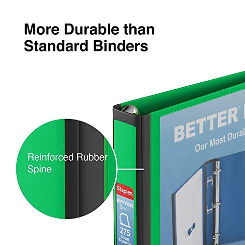Staples Better View 1-Inch D-Ring Binder, Green, 275 Sheets - color: Green, size: 1-Inch