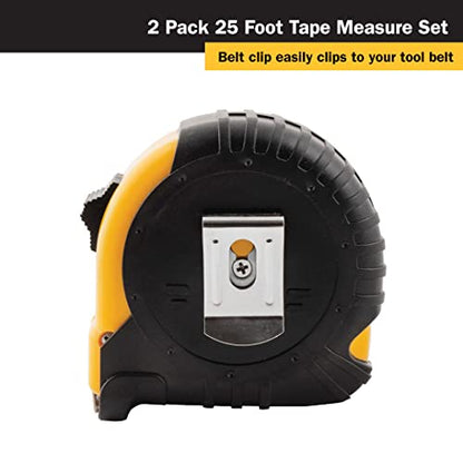 Titan 10901 Tape Measure with Easy-Read Standard Markings and Durable Case, 2-Piece Set, 25-Foot - size: 7.6 m