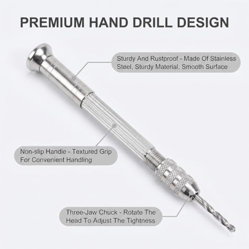 Pin Vise Hand Drill Set with 10 Bits and 600PCS Eye Screw Hooks