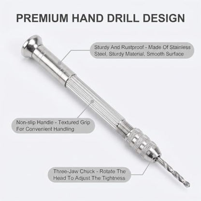 Pin Vise Hand Drill Set with 10 Bits and 600PCS Eye Screw Hooks
