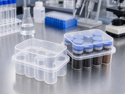 10 Slot, 2-Pack Peptide Case for Fridge, 3ml Vial Holder & Organizer, Transparent Peptide & Insulin Storage Case for Refrigerator, Compact Stackable Travel & Shipping Case - size: 10 Slot 3ml