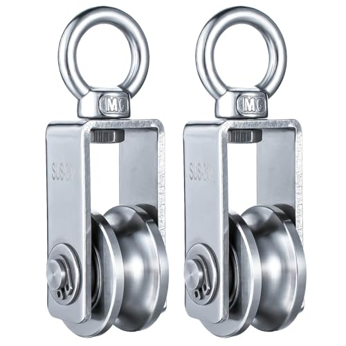 Cable Pulley Wheel 304 Stainless Steel, Bearing Inside, Rope Pulley for Pulley System, Gym Equipment, Clothesline, 2 Pack - size: Swivel Pulley Outdoor