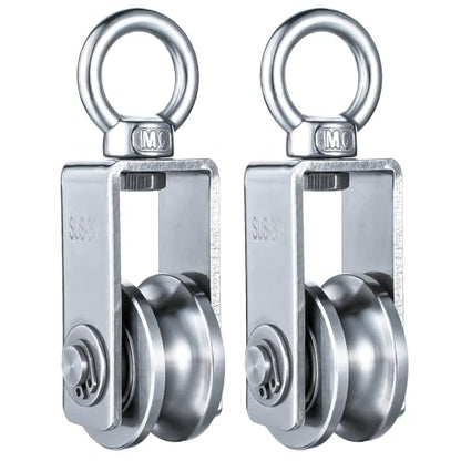 Cable Pulley Wheel 304 Stainless Steel, Bearing Inside, Rope Pulley for Pulley System, Gym Equipment, Clothesline, 2 Pack - size: Swivel Pulley Outdoor