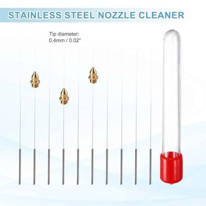 MECCANIXITY 10Pcs 3D Printer Nozzle Cleaning Kit Precision 0.4mm Stainless Steel Cleaner Needles for 3D Printer Clog Removal, Maintenance - size: 0.4mm