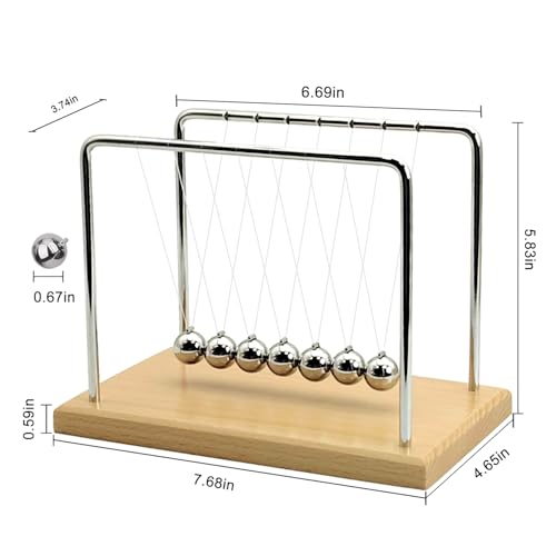 QLKUNLA Newtons Cradle Balance Balls Science Physics Gadget Desktop Decoration Kinetic Motion Toy for Home and Office (Beech,7 Balls)