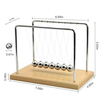 QLKUNLA Newtons Cradle Balance Balls Science Physics Gadget Desktop Decoration Kinetic Motion Toy for Home and Office (Beech,7 Balls)