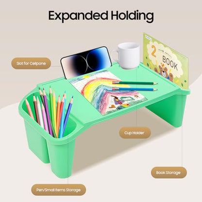 Portable Lap Bed Table, 6 Pcs Lap Desk Tray, with Side Pockets, Stackable Activity Table, Stackable Bed Table, Breakfast Laptop Trays for Drawing Writing Eating Game Classroom (Six Colors